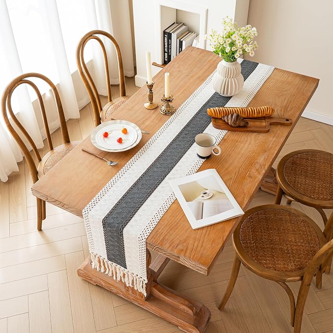 Farmhouse Table Runner for Home Decor 12x48 Grey Fall Home Decor | 48 Inches - Image 6