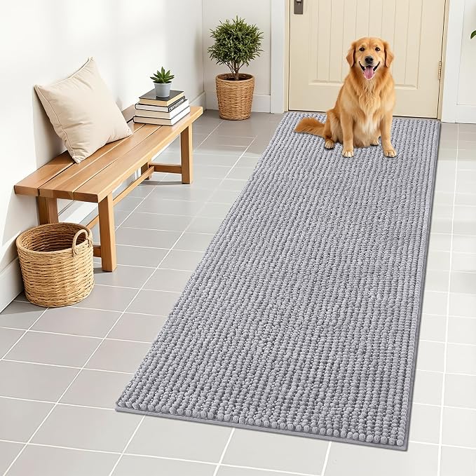 OLANLY Dog Door Mat for Muddy Paws 59x24, Ultra Absorbent Chenille Mud Doormat by OLANLY