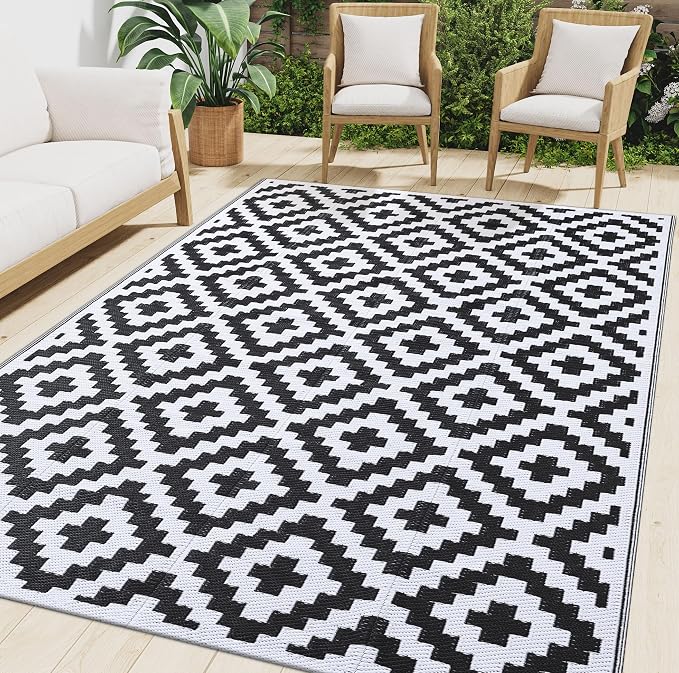 Smiry Waterproof Outdoor Rug 5x8 ft, Reversible Plastic Straw Patio Camping Rugs by Smiry
