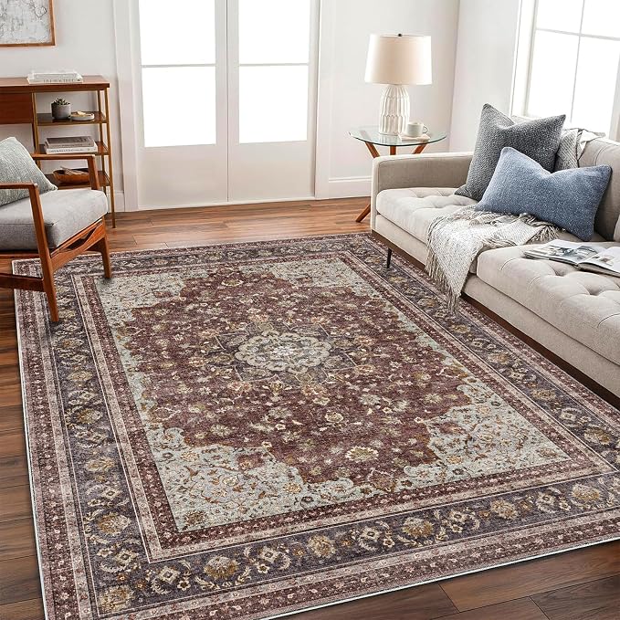 CHAMPLANT Washable Area Rug 4'x6' Traditional Floor Cover Foldable Thin Rugs - Image 2