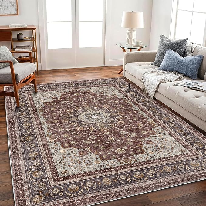 CHAMPLANT Area Rug 5'x7' Washable Rug Traditional Floor Cover Thin Retro - Image 2