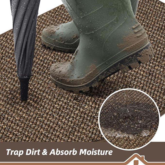 BEQHAUSE Dirt Trapper Door Mat 36" x 60" Half Circle Non Slip Washable Doormats - Image 4
