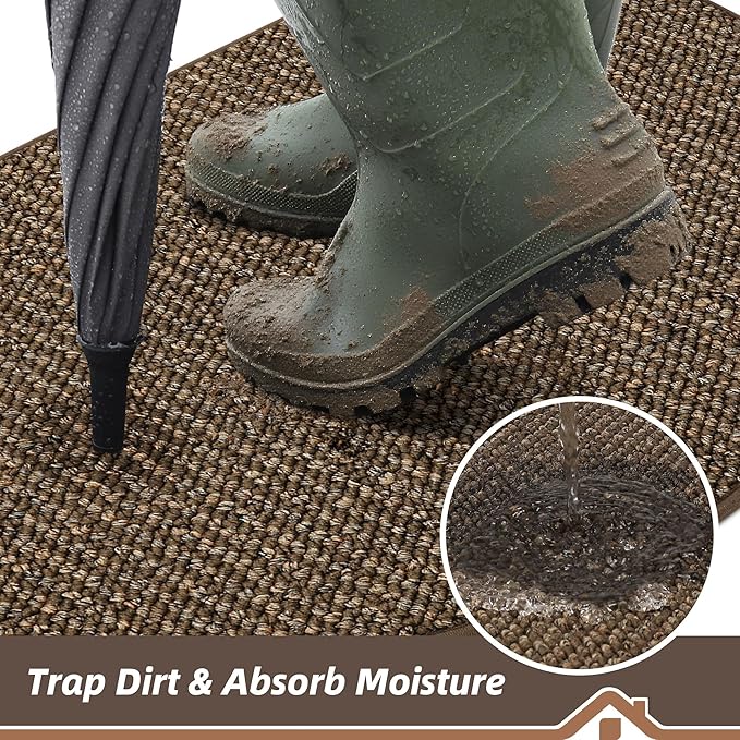 BEQHAUSE Dirt Trapper Door Mat 32" x 48" Half Circle Non-Slip Washable Doormats - Image 3