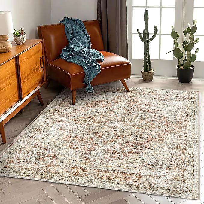 CHAMPLANT Area Rug 5'x7' Washable Rug Vintage Traditional Floor Cover Thin - Image 2