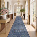 Dark Blue Boho 3x20 Extra Long Runner Rug by HazoHaus