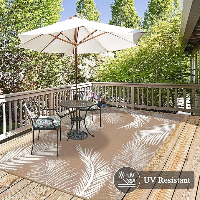 Pauwer Waterproof Outdoor Rug 6x9, Reversible Plastic Straw Patio Camping Rug - Image 4