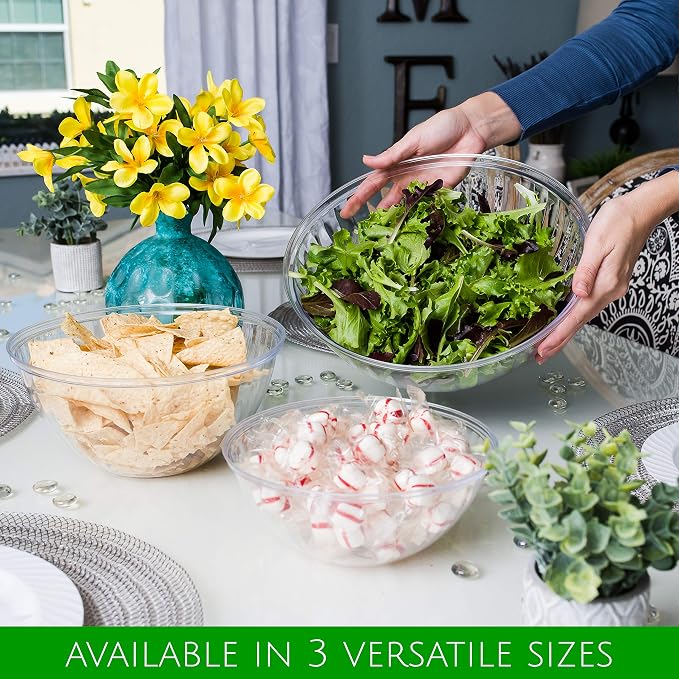 Reusable 48 Ounce Round Crystal Clear Plastic Pack of 8 Sets - Image 5