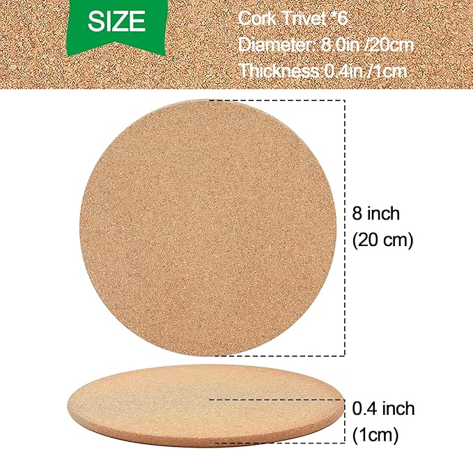 Cork Trivet, 4 Pack High Density Thick Cork Coasters Set - Image 2