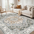 8x10 Washable Area Rug: Vintage Neutral Soft Non Slip Thin Large Floor Carpet by MICGEEK