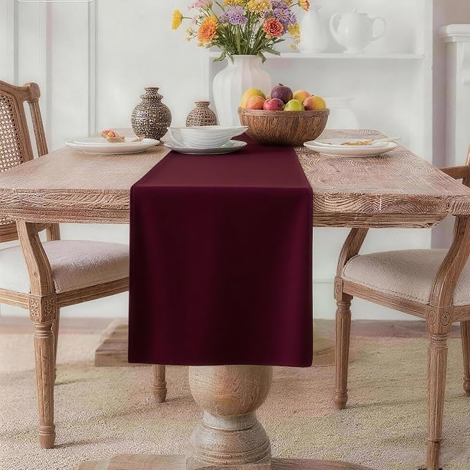 MEANMOY Burgundy Table Runner 72 Inches Long Waterproof Table Runners | by MEANMOY