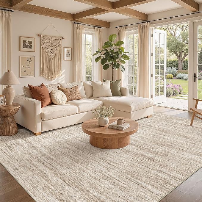 Nakagishi 6X8 Area Rugs Living Room: Washable Large Vintage Rug Neutral - Image 2