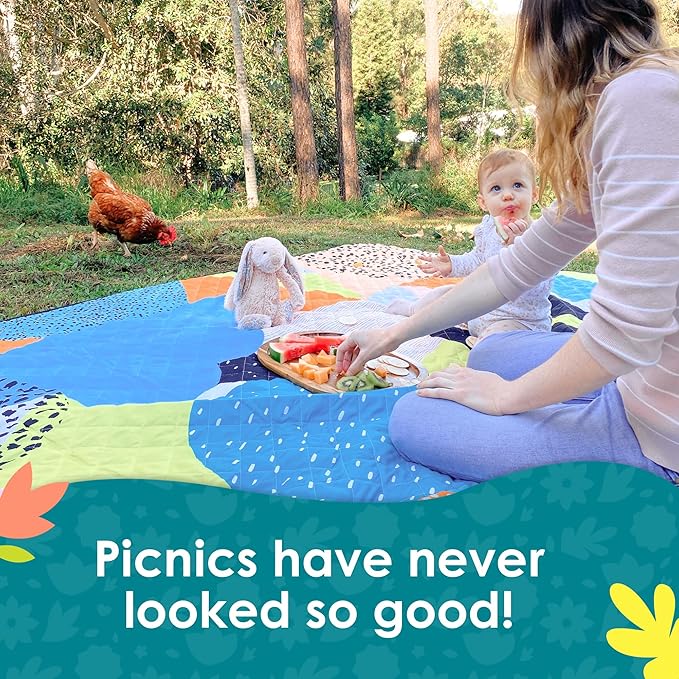 Jumbo Picnic Rug, Large Picnic Mat, 6'7" x 6'7", Outdoor Waterproof Picnic Blanket Beach Mat, Foldable & Waterproof, Picnic Blankets Ideal for Beach & Park, Outdoor Blanket, Happy Now