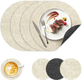 NCUE 13" Faux Leather Round Placemats Set of 4, Reversible Dual-Color | by NCUE