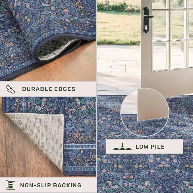 Vintage Dark Blue 3x6 Area Rugs - Image 5