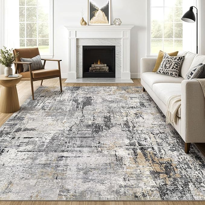 7x9 Area Rug Living Room: Washable Large Abstract Soft Stain Resistant Indoor by LOONGRUG