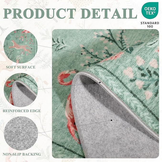 DUKINO 5x7 Rug, Washable Animal Living Room Rug - Image 5