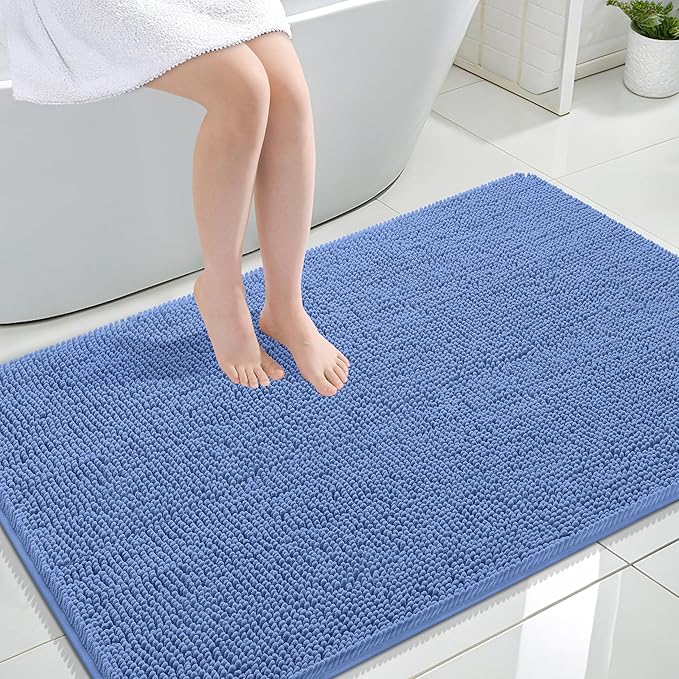 OLANLY Large Bathroom Rugs 47x32, Soft Absorbent Chenille Bath Rugs, Rubber by OLANLY