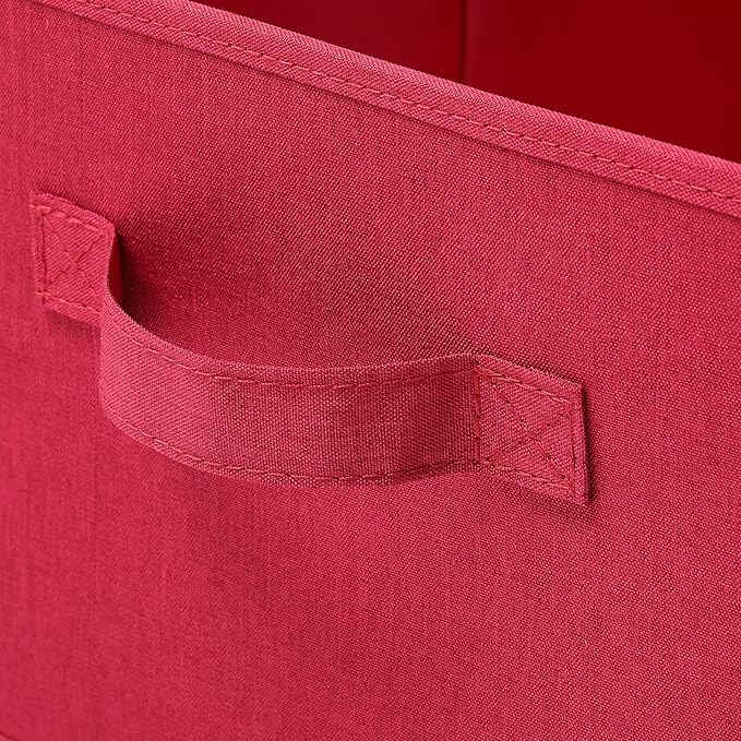 HOONEX Storage Bins with Lids for Organizing, Pack of 2, Storage Boxes with 2 Carrying Handles and Sturdy Heavy Cardboard, 16.5" L x 11.8" W x 7.5" H for Shoes, Books, Clothes, Red