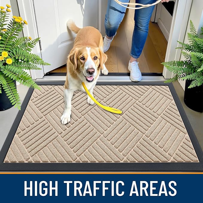 OLANLY Front Door Mat Outside Entrance 33x21, Heavy Duty Sturdy Natural Rubber - Image 5