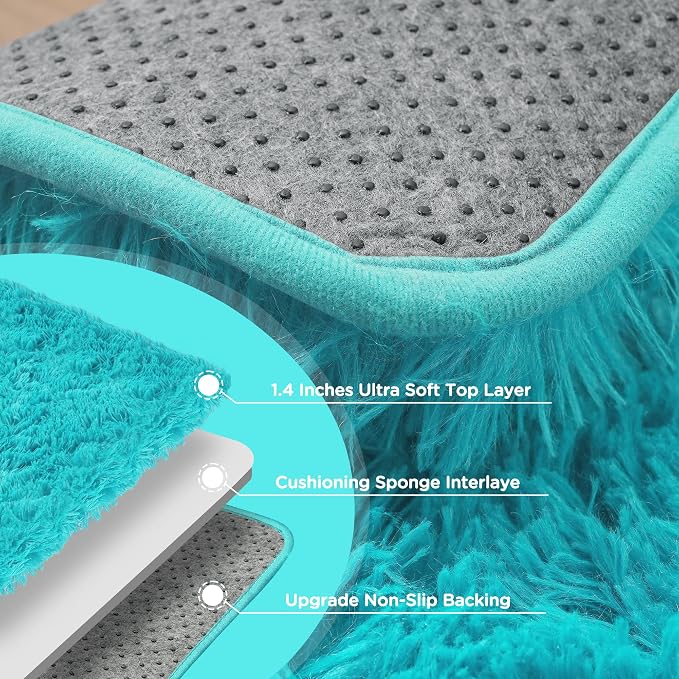 8x10 Teal Shag Area Rugs for Living Room, Large Fluffy Shaggy Rug for Bedroom - Image 7