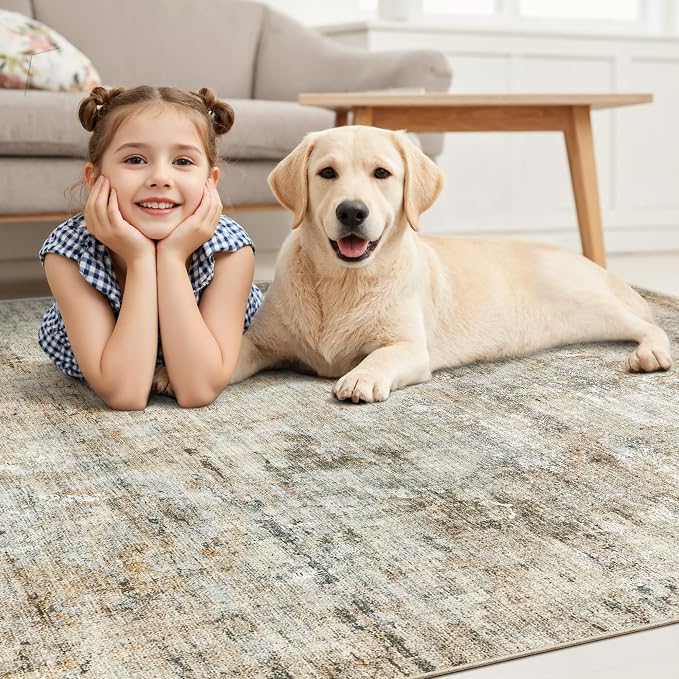 Soalmost Abstract Rug 8x10 Large Living Room Rugs Neutral Modern Washable Area - Image 8