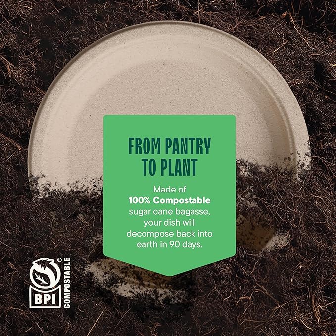 100% Compostable Paper Plates, Heavy Duty Disposable Plates 9 Inch Plates - Image 6