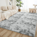 Litanika 8x10 Shag Area Rug for Living Room Bedroom, Tie-Dyed Light Grey High by Litanika