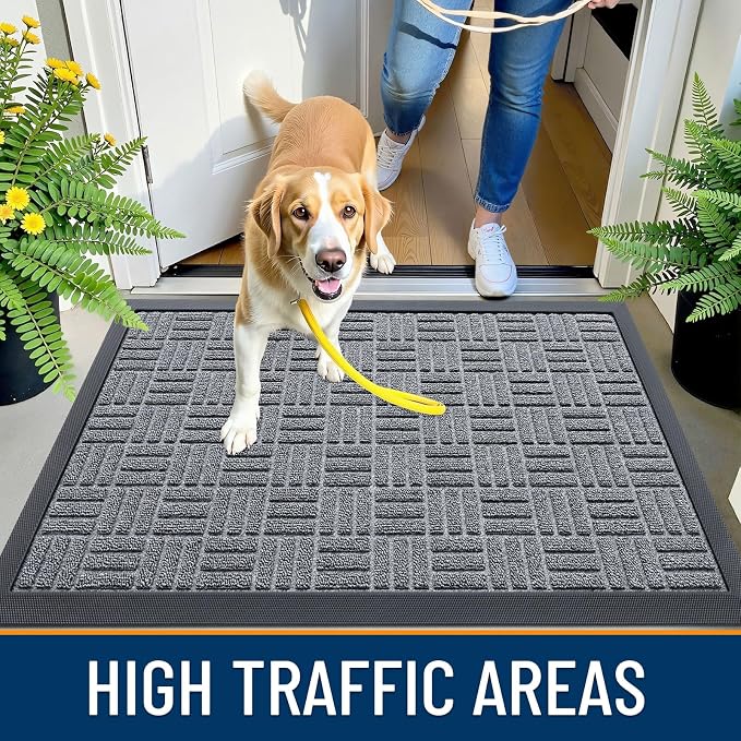 OLANLY Front Door Mat Outside Entrance 35x23, Heavy Duty Sturdy Natural Rubber - Image 5