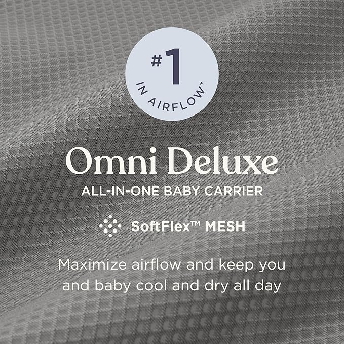 Ergobaby Omni Deluxe Baby Carrier Newborn to Toddler - Breathable Baby Carriers for Summer - All-Position Carrier with Enhanced Lumbar Support & Airflow (7-45 Pounds), Cotton, Pearl Grey