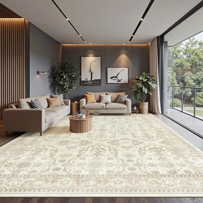 Soalmost 10x14 Area Rugs for Living Room, Non Slip Machine Washable Vintage Rugs - Image 2