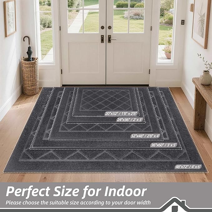 BEQHAUSE Dirt Trapper Door Mat 32" x 48", Doormat Non-Slip Entryway Rugs - Image 2