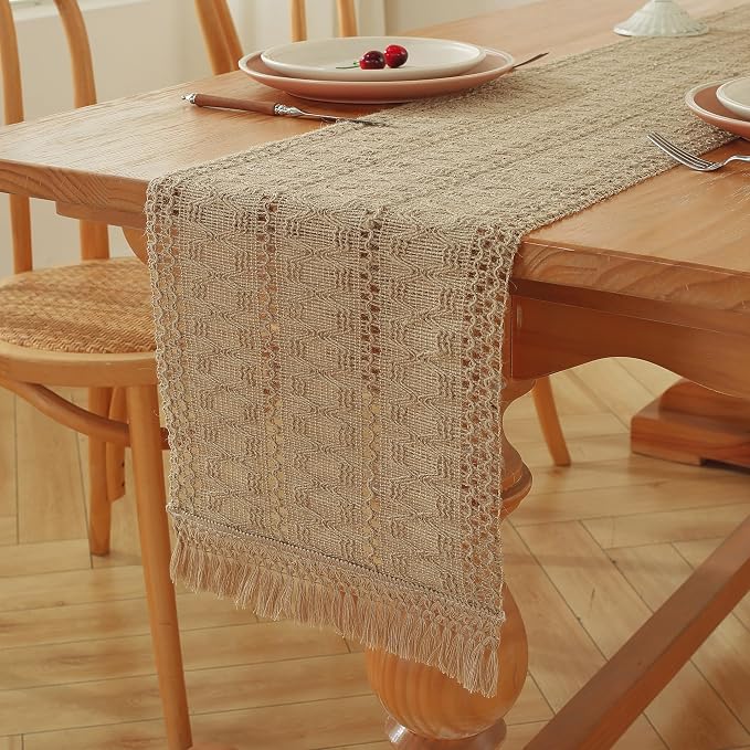 Burlap Boho Table Runner for Home Decor - Image 7