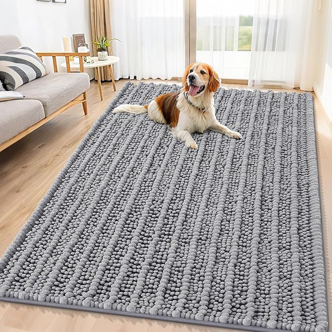 Smiry Dog Door Mat for Muddy Paws 71x46, Absorbent Dirt Trapper, Non-Slip by Smiry
