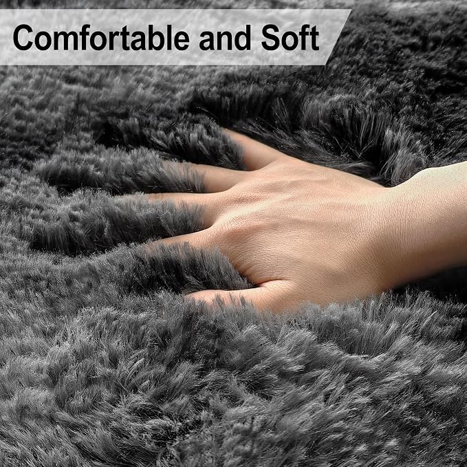 2x5 Feet Tie-Dye Black Grey Runner Rug - Image 5