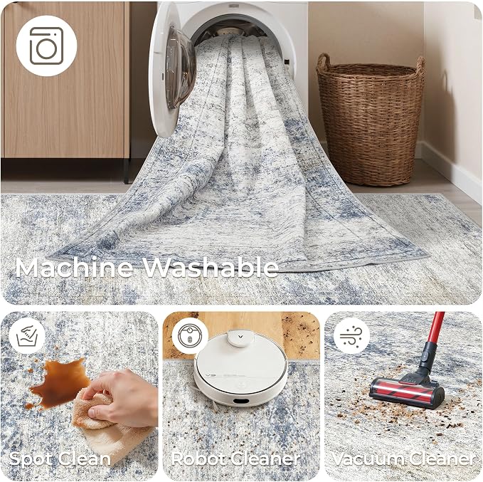 4x12 Runner Rug for Hallway, Low-Pile Wide Runner for Entryway, Long Washable - Image 8