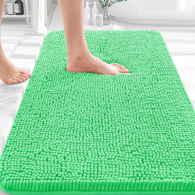 OLANLY Bathroom Rugs 30x18, Extra Soft Absorbent Chenille Bath Rugs, Rubber by OLANLY