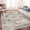 CHAMPLANT Area Rug 5'x7' Deep Khaki Washable Vintage Traditional Floor Cover by CHAMPLANT