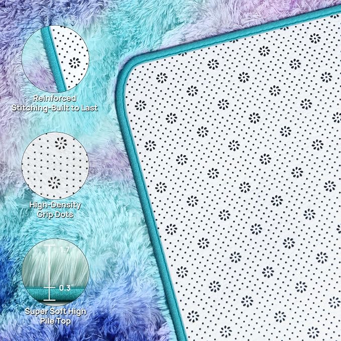 Deerhoo Large Shag Area Rugs 5 x 8, Tie-Dyed Plush Fuzzy Rugs - Image 4