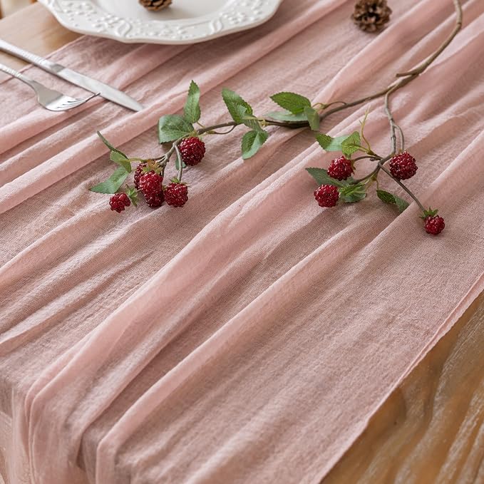 10Pcs Dusty Pink Cheesecloth Table Runner 120 Inches - Image 2