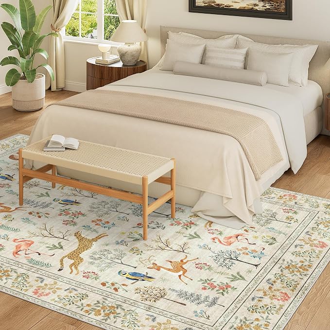 DUKINO 5x7 Rug, Washable Animal Living Room Rug - Image 5