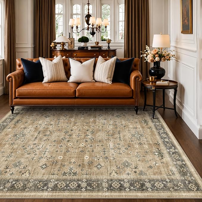 Hazo Haus Rustic Taupe Area Rug 5x7 by HazoHaus