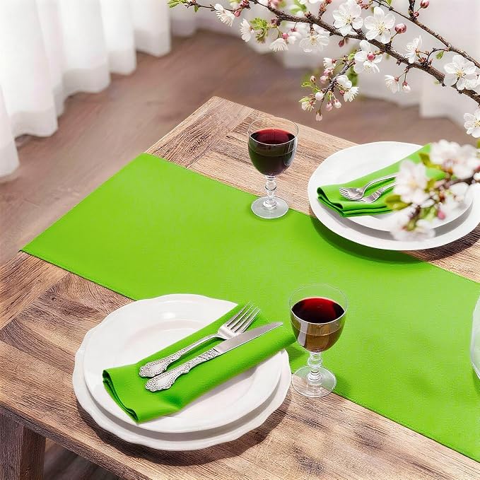 FOLINS&HOME Lime Green Waterproof Decorative Table Runner 72 Inches Long | - Image 2