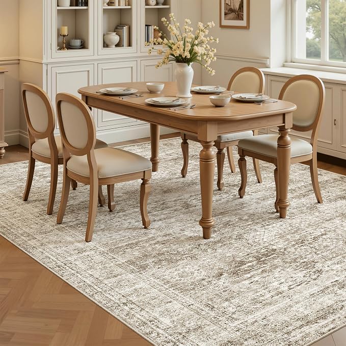 Soalmost 7x9 Area Rug for Living Room Washable Abstract Vintage Soft Thin - Image 3