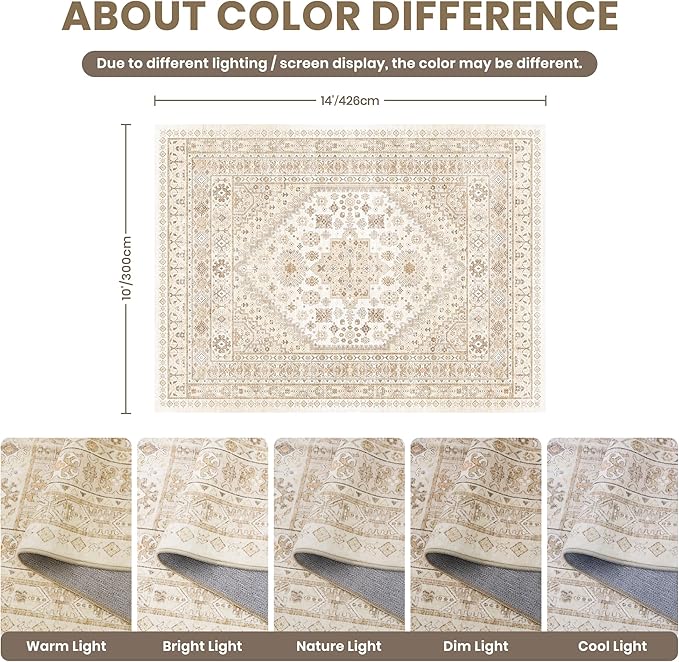 zesthome 10x14 Area Rugs, Stain Resistant Washable Rug, Ultra-Thin Rugs - Image 2
