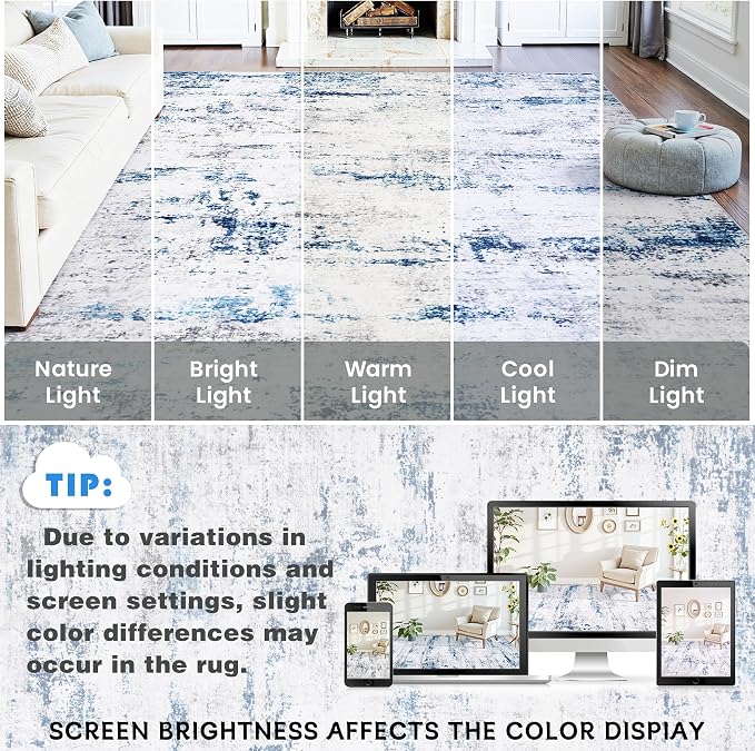 Area Rug Living Room Rugs: 5x7 Large Soft Indoor Carpet Modern Abstract Rug - Image 10