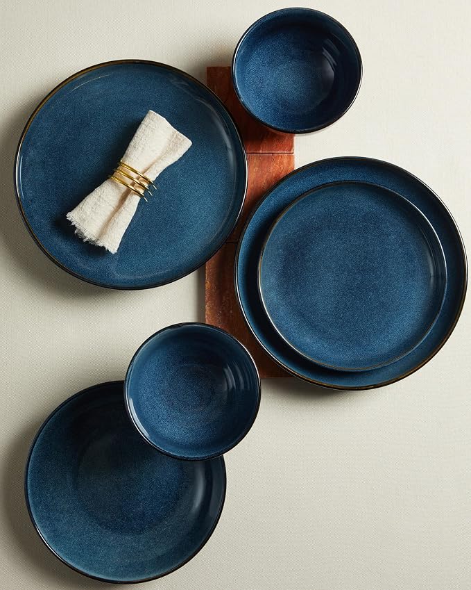 24 Piece Dinnerware Sets for 8, Modern Stoneware Plates and Bowls Setst - Image 4