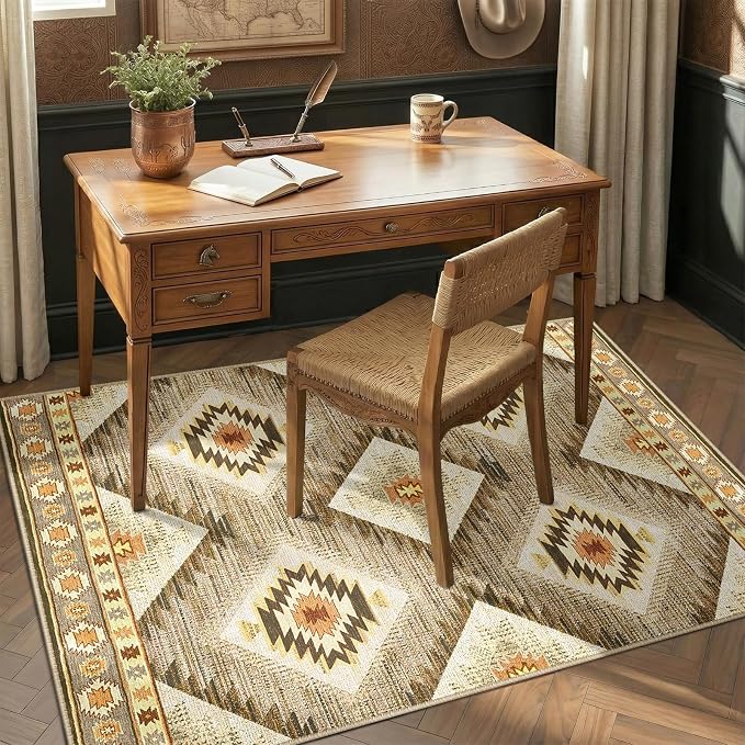 BESTSWEETIE Area Rug 5x8 Rug Machine Washable Non-Slip Low Pile Print Pattern - Image 9