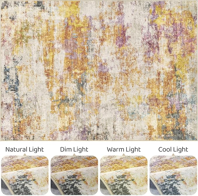 5x7 Area Rugs Living Room: Machine Washable Large Abstract Modern Soft Rug - Image 9
