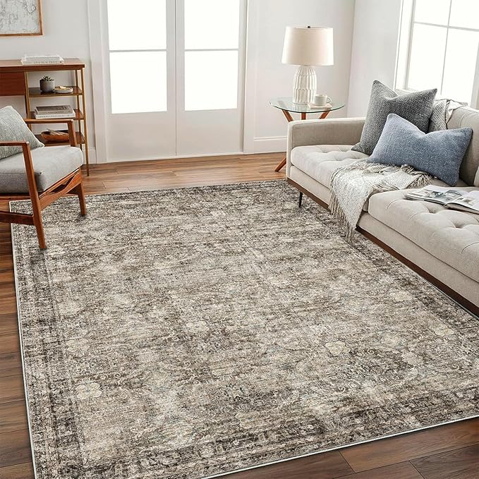 CHAMPLANT Washable Area Rug 8'x10' Retro Boho Design Non-Shedding Non-Slip Easy - Image 2