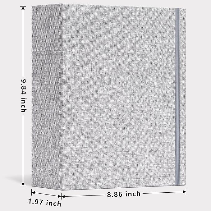 Vienrose Linen 3-Ring Photo Album Holds 190 Photos, 160 4x6 Photos and 30 6x8 Pictures, Picture Album with Multiple Size Pockets, Memory Book for Family Wedding Anniversary Baby, Grey